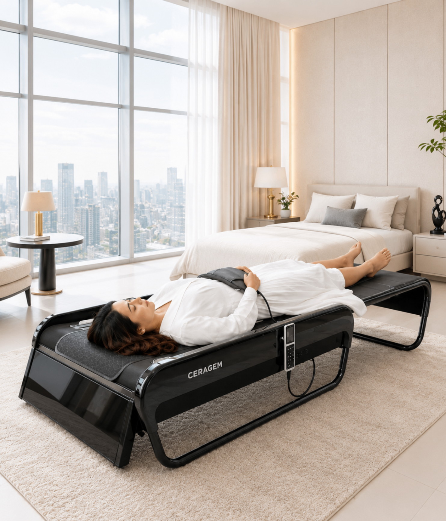 The CERAGEM Master V4 wellness bed at home