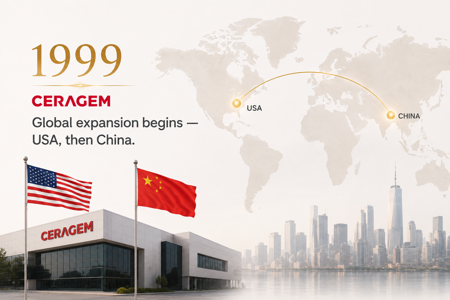 1999 — CERAGEM global expansion begins: USA, then China