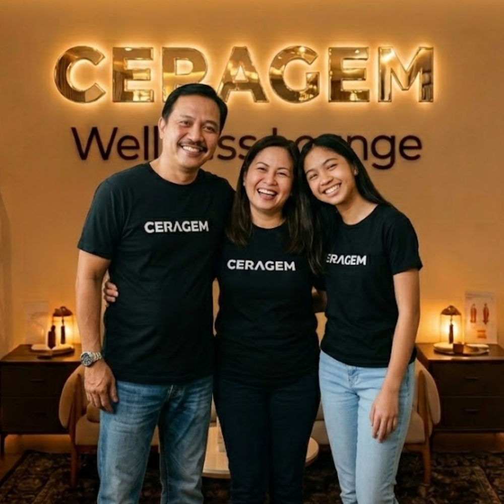 Filipino family at CERAGEM Shaw Wellness Lounge