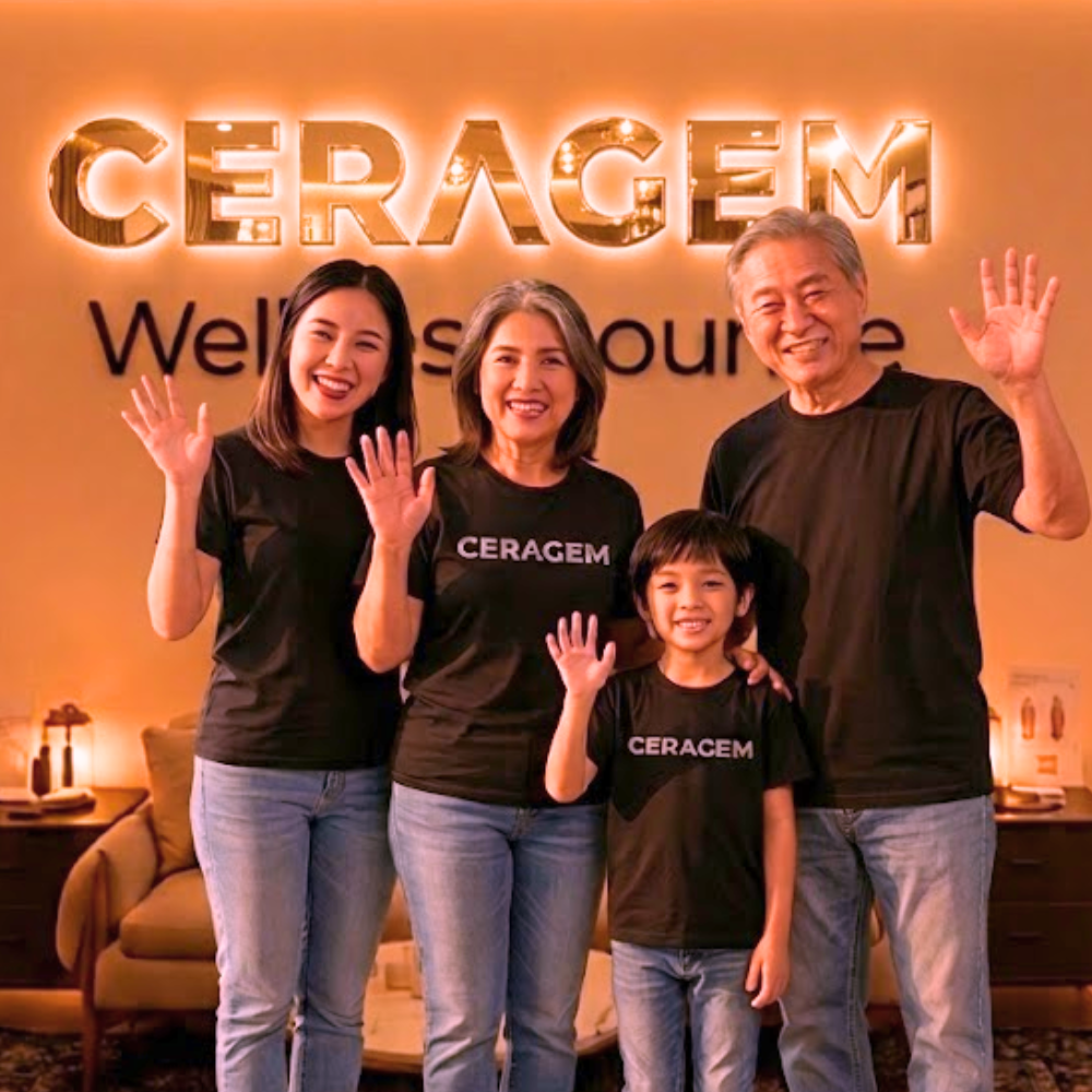 Family celebrating wellness at CERAGEM Shaw Wellness Lounge