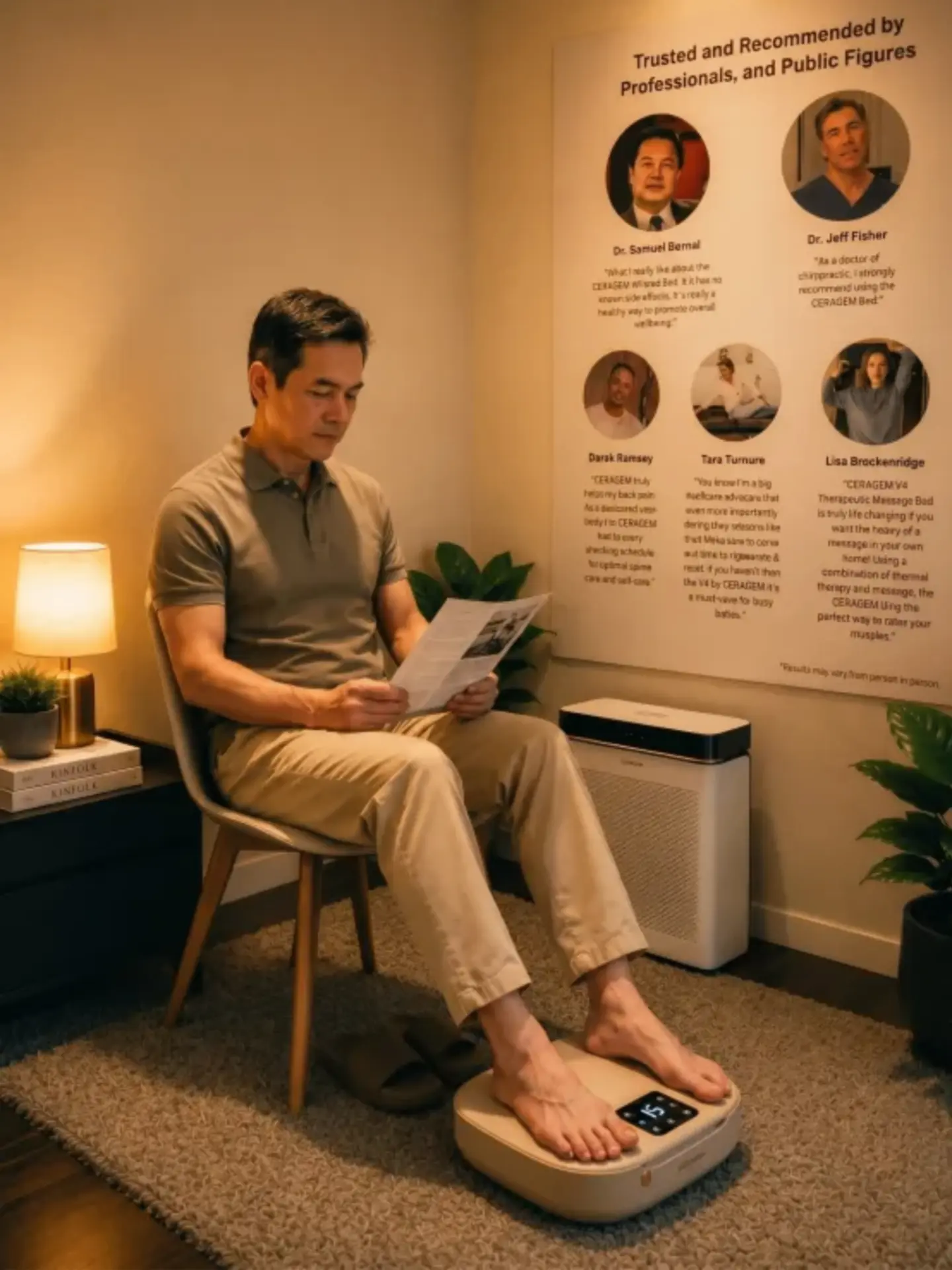 Customer experiencing the CERAGEM Healax Foot Massager at the CERAGEM Shaw Wellness Lounge