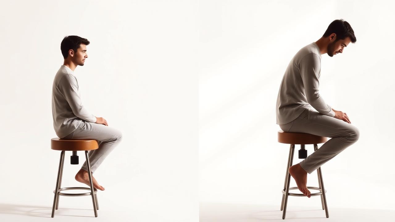 Side profile comparison of upright and slouched seated posture
