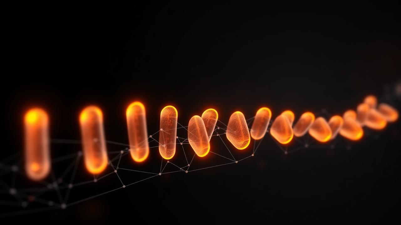 Warm amber thermal rollers travelling along a stylised digital spine