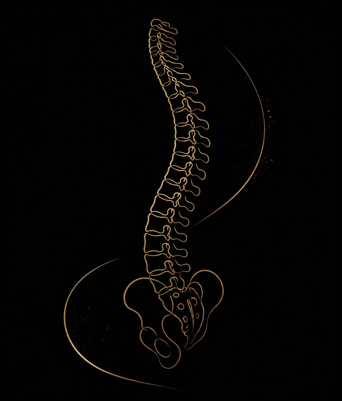 Elegant gold-line artistic spine illustration